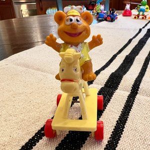 80s Muppet Babies Fozzie Bear Figure 1986 with Horse McDonalds Happy Meal 2"